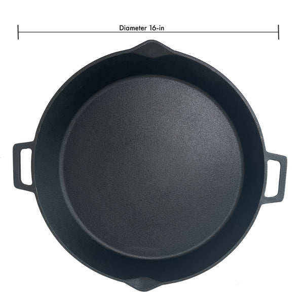 16-in Double Handled Skillet, Cast Iron Skillet