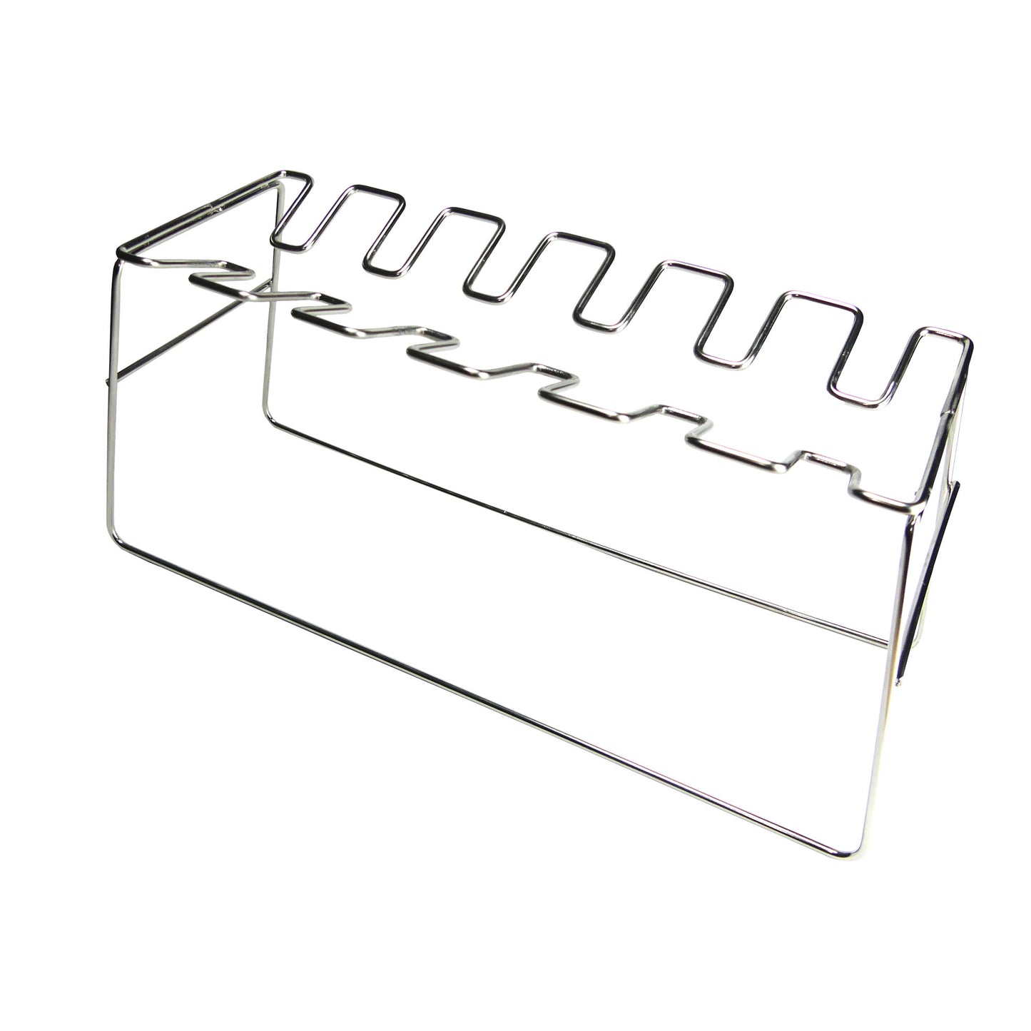 Stainless chicken leg and wing rack on a white background