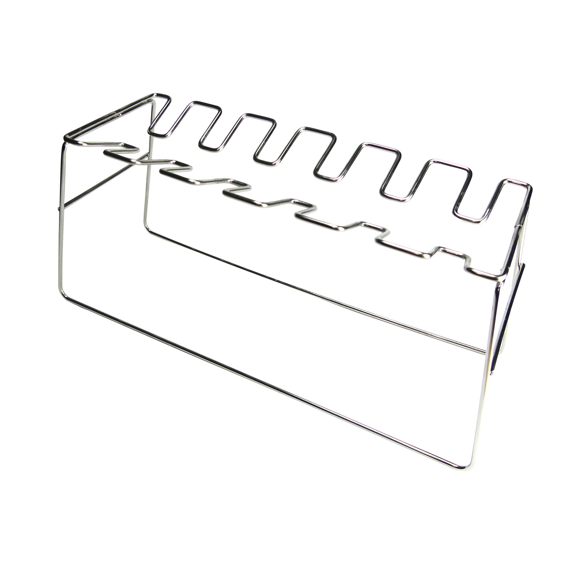 Stainless chicken leg and wing rack on a white background