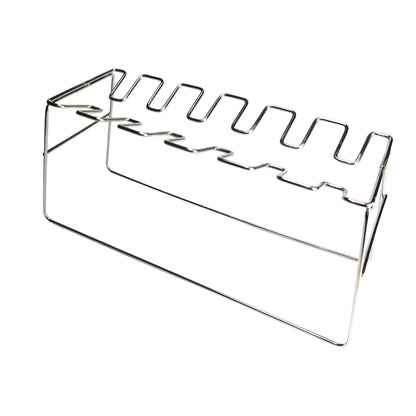 Stainless chicken leg and wing rack on a white background