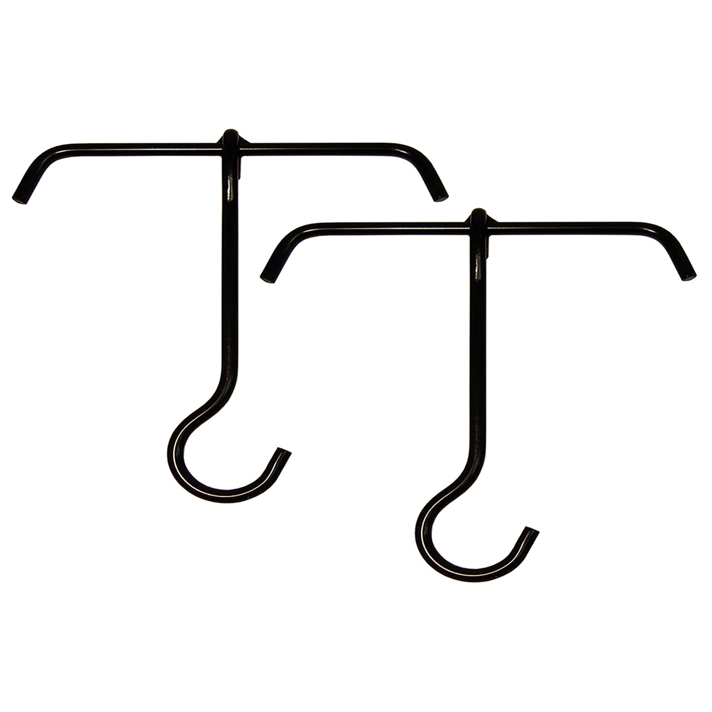 Two black metal lift hooks with T-handles, designed for lifting heavy Jambalaya Pots.