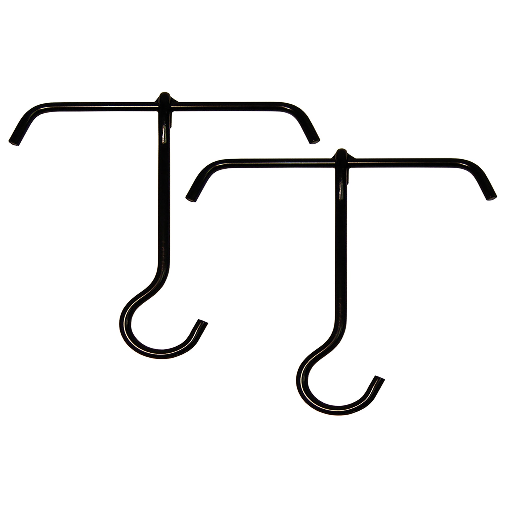 Two black metal lift hooks with T-handles, designed for lifting heavy Jambalaya Pots.