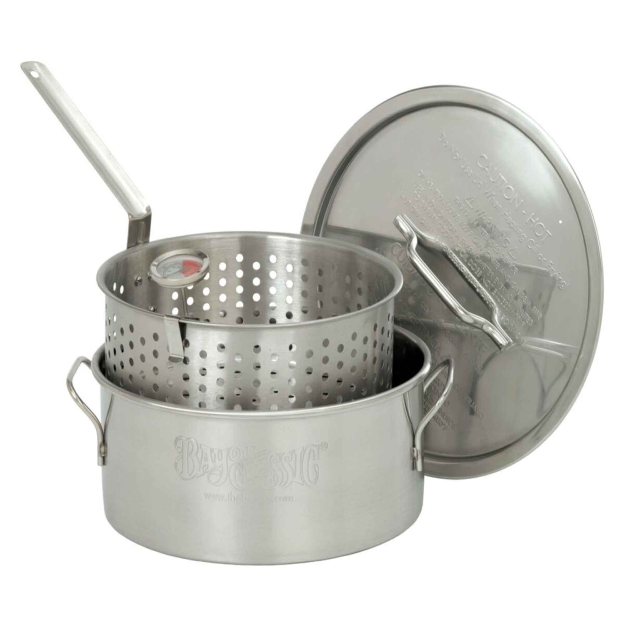 Bayou Classic 10 Quart Stainless Steel Fry Pot with Lid and Basket
