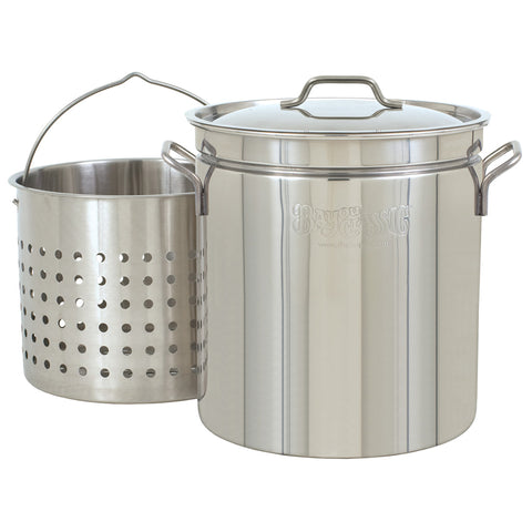 24-qt Stainless Stockpot with Lid and Basket