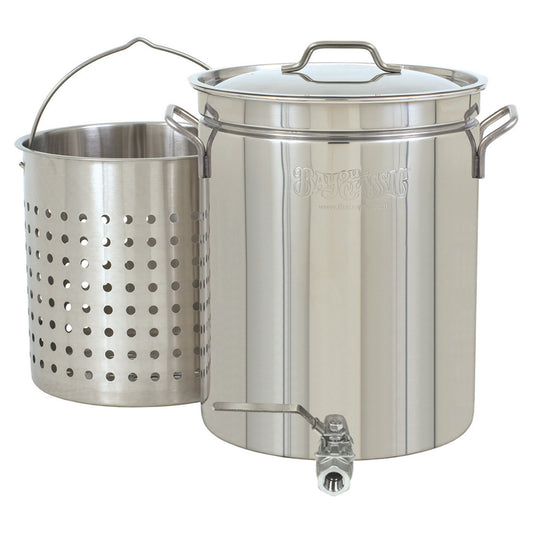 40-qt Stainless Stockpot with Spigot and Basket