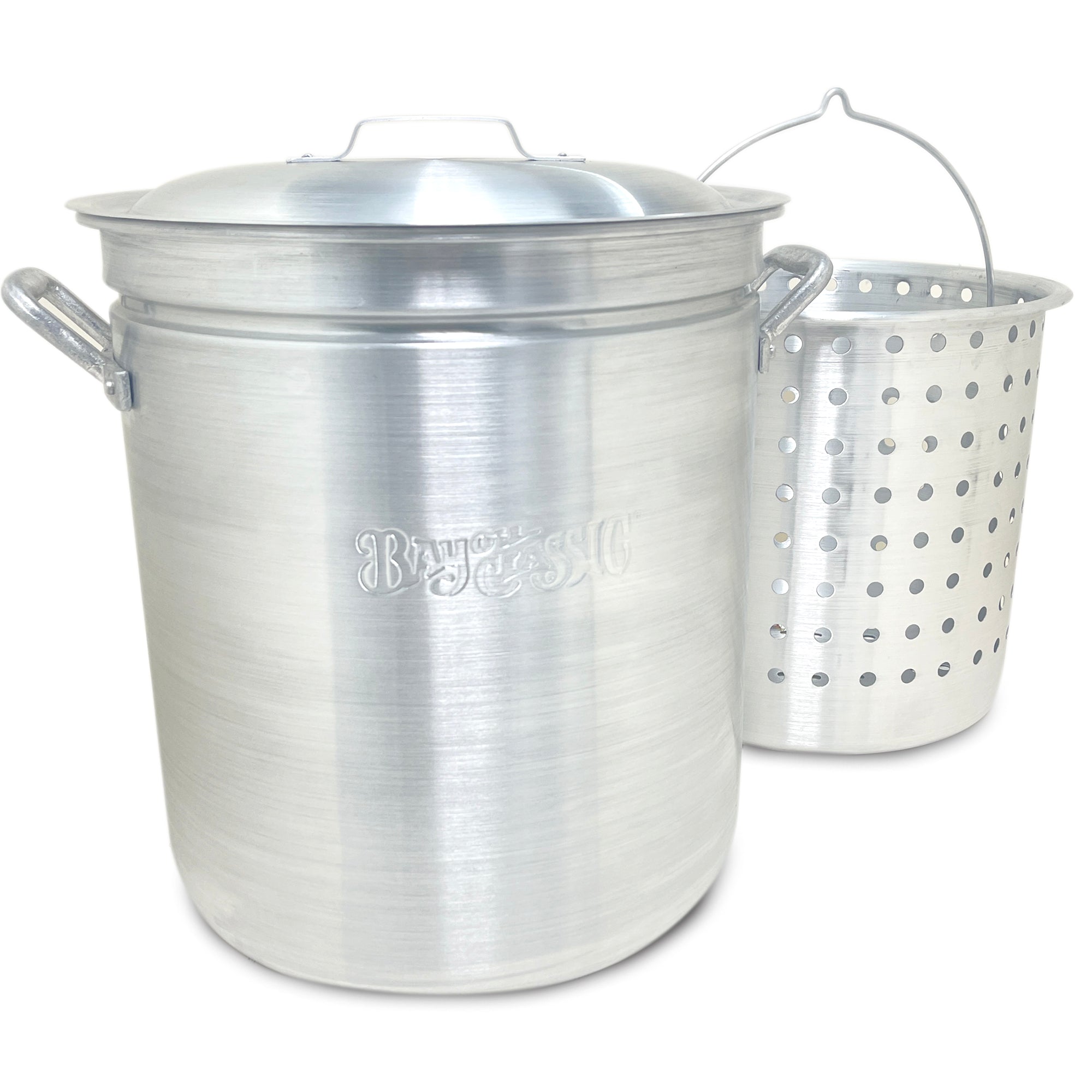 60-qt Aluminum Stockpot with Basket ~ a handcrafted classic