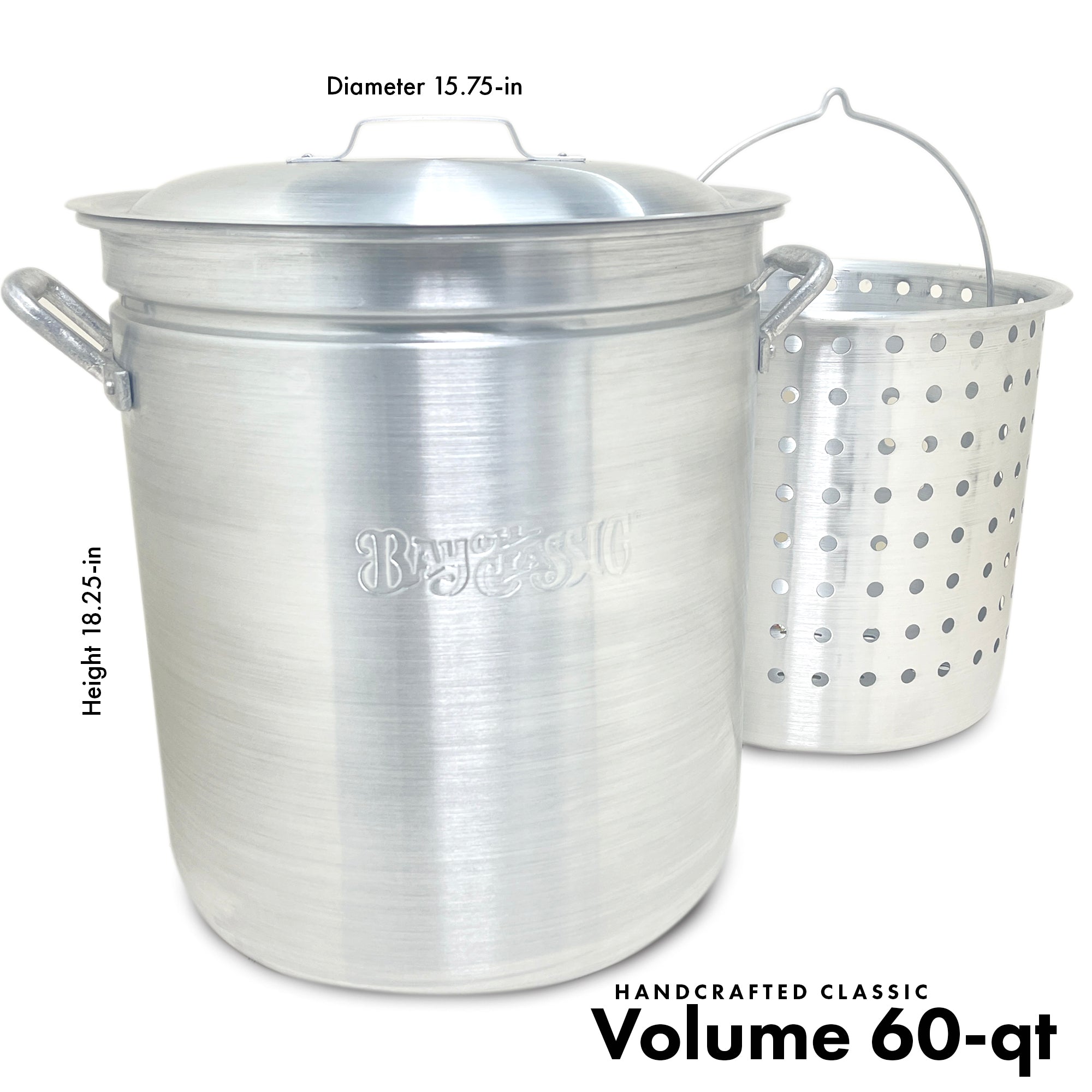 60-qt Aluminum Stockpot w/ Basket | Stockpots | Bayou Classic