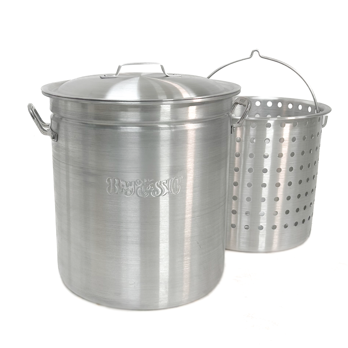 60-qt Aluminum Stockpot with Basket ~ a handcrafted classic