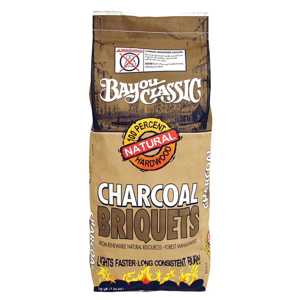 Bag of charcoal briquets on a white background