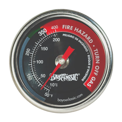 Dial face of Bayou Fryer Thermometer on a white background