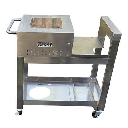 Stainless Workstation Cart for 2.5-gal Bayou Fryer on a white background
