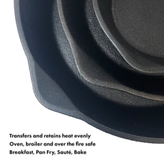 6-in, 8-in, and 10-in Cast Iron Skillet Set