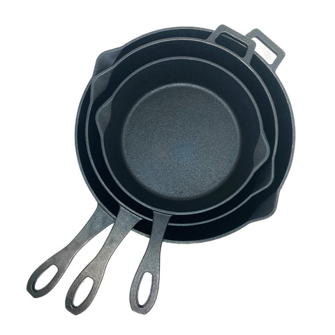 10-in, 12-in, and 14-in Cast Iron Skillet Set