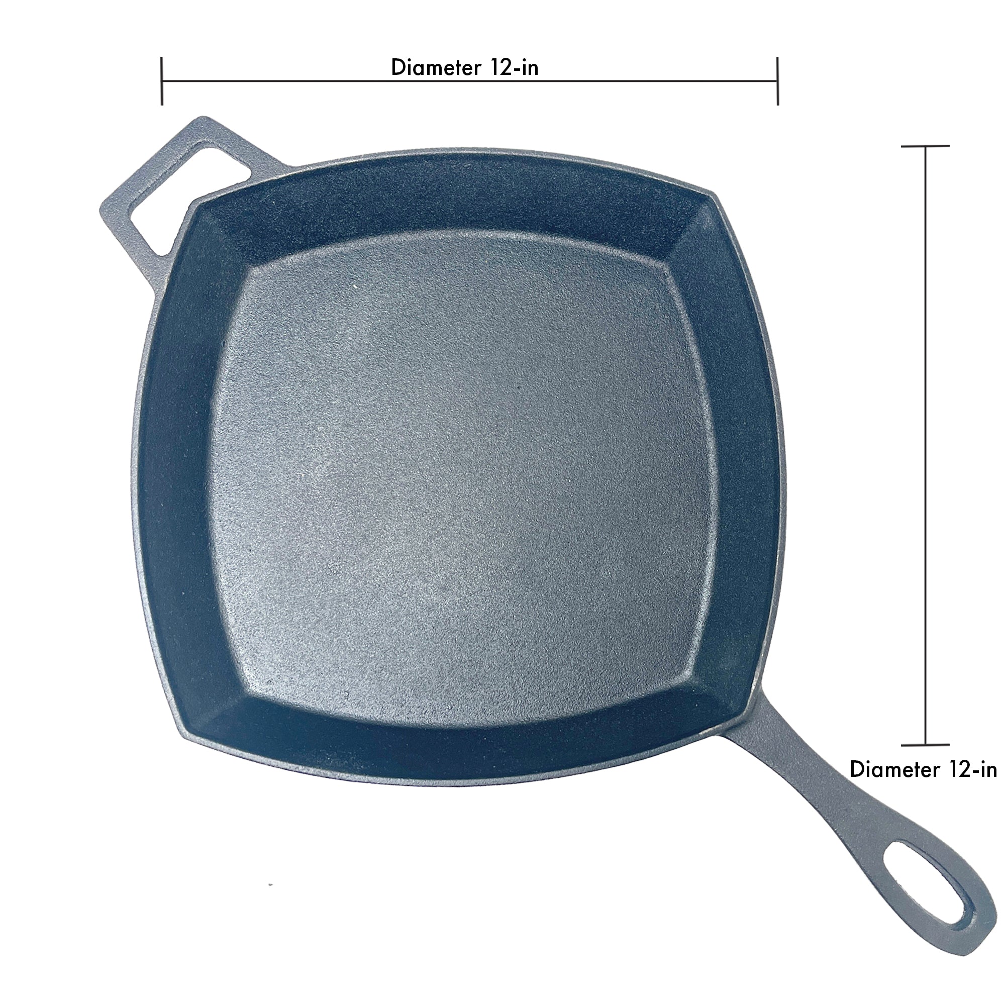 Bayou Classic Cast Iron Square Skillet, Black