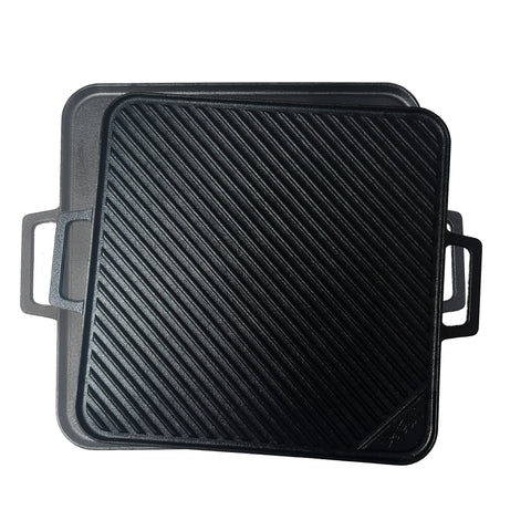 Bayou Classic Cast Iron Square Skillet, Black