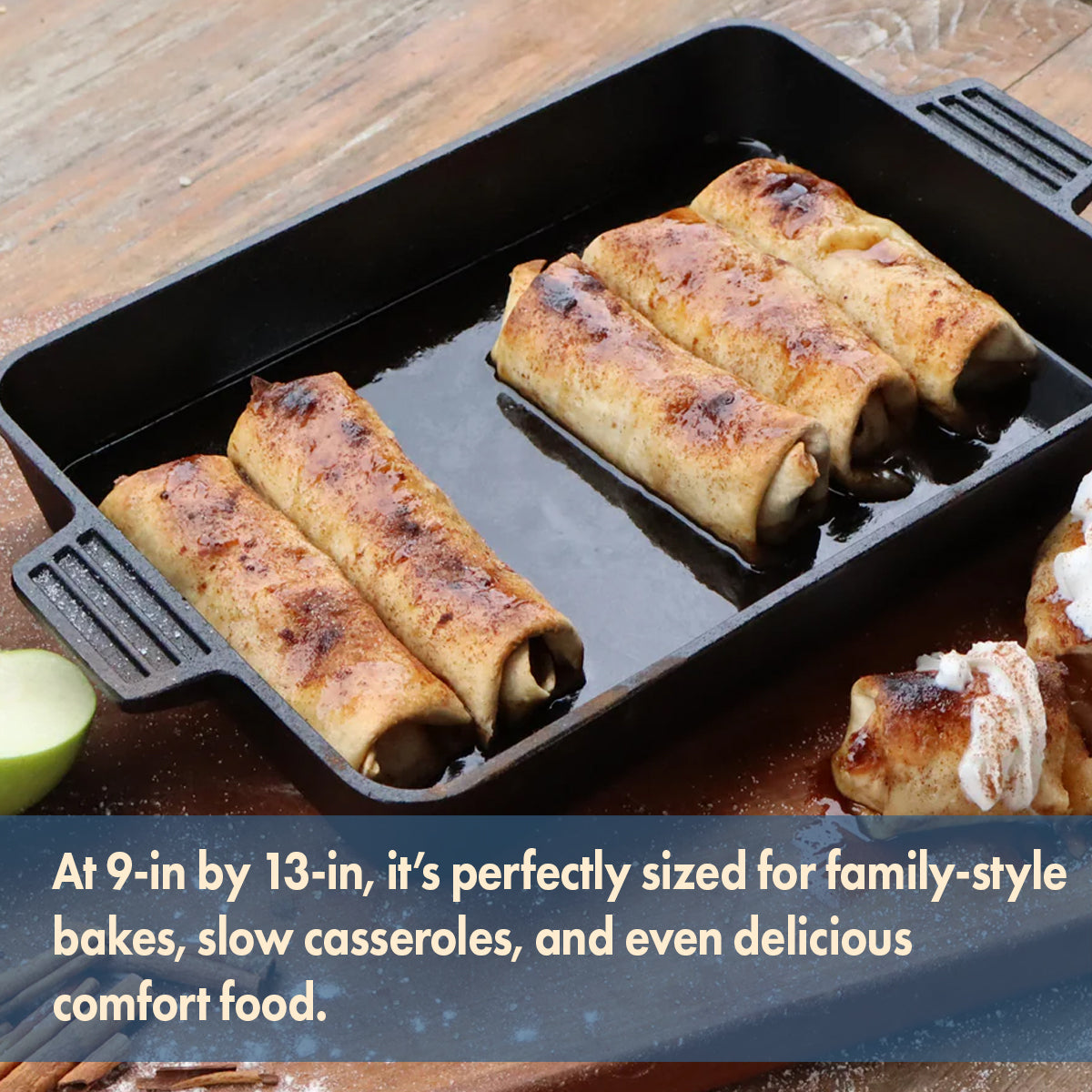 Bayou Classic - 9x13 Inch Pre-Seasoned Cast Iron Cake Pan Casserole Bakeware Dish - Black - Thumbnail 4