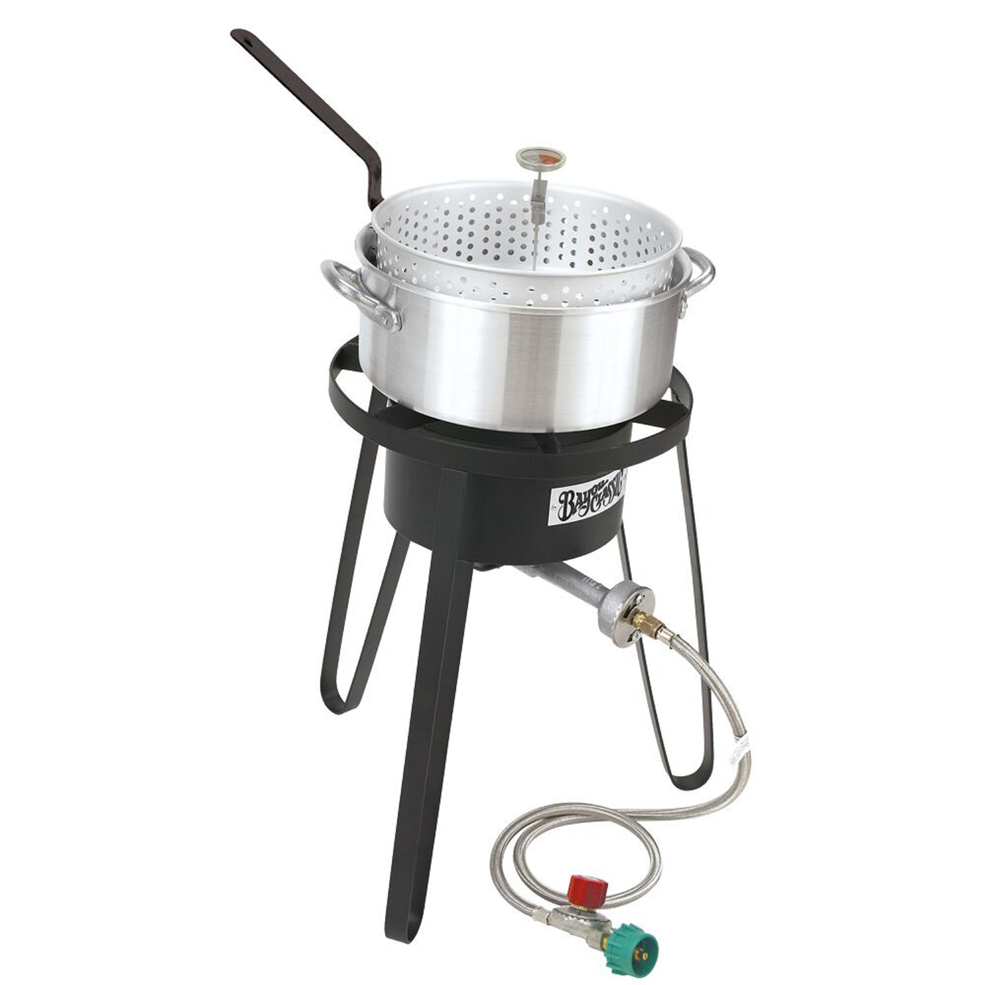 fish cooker accessories Barbour International 1350 BC 14 qt Aluminum Deep Fryer Best Braided Fishing Line Little Bastard Tripod structure stand with Color:Silver Ghost