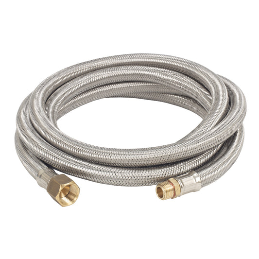 10-ft stainless braided LPG extension hose on a white background
