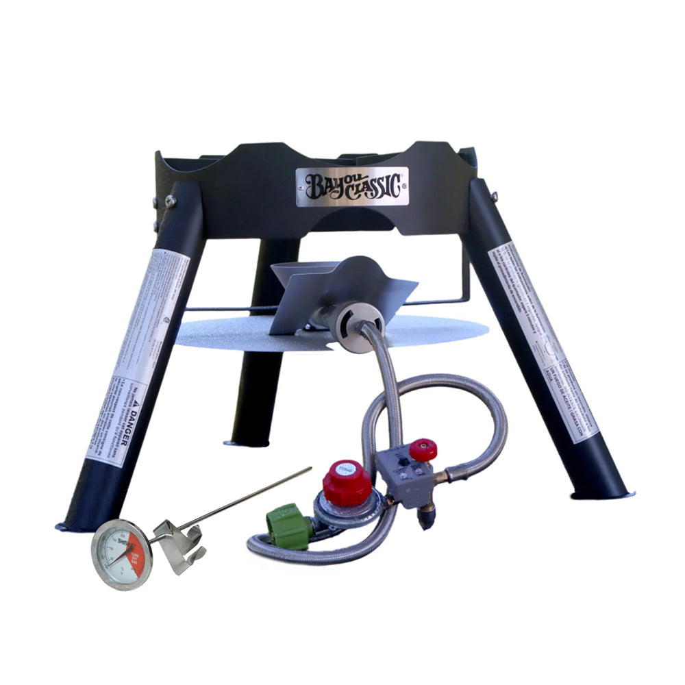 High Pressure Outdoor Cooker with Timer Hose and Fry Thermometer on a white background