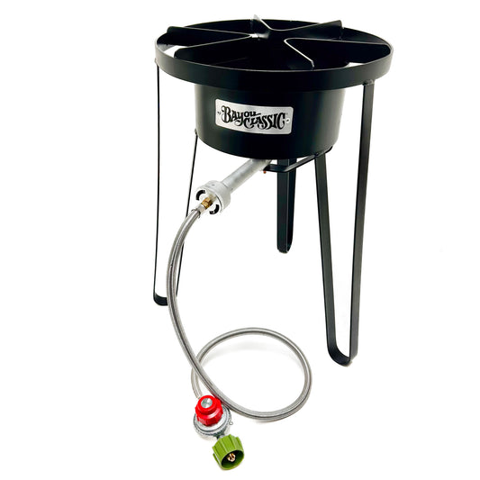 Model SP50 tall black welded cooker on a white background